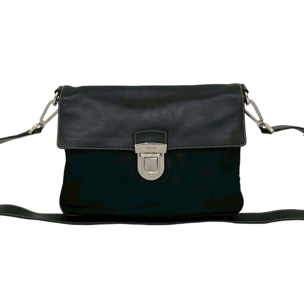 PRADA Black Leather Shoulder Bag